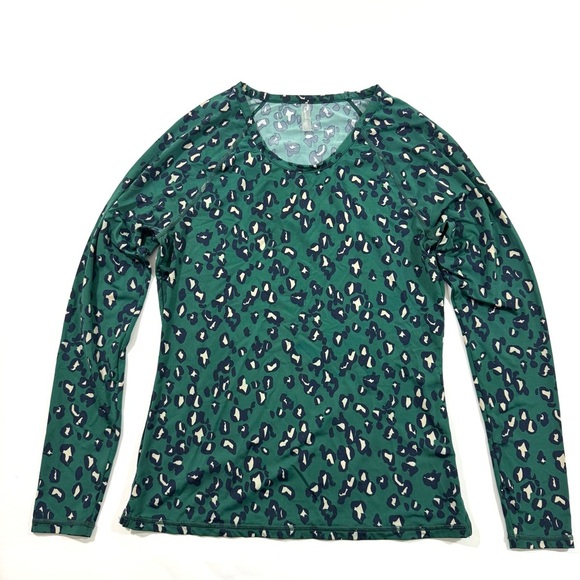 Garnet Hill Sun Shirt Green Leopard Print - Picture 1 of 6
